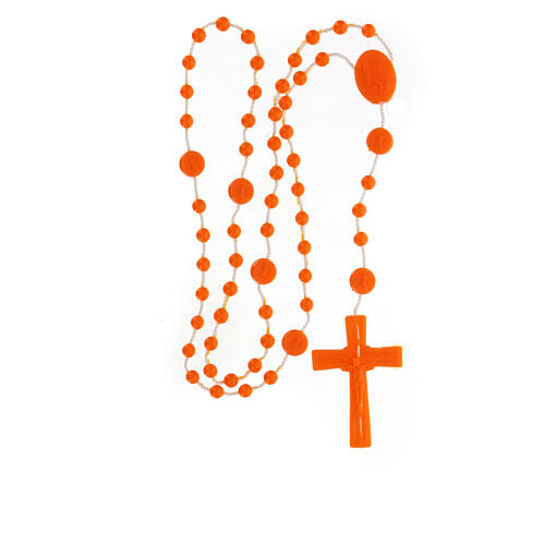 STOCK Rosenkranz, orange Kunststoffperlen auf Nylonkordel, Gottesmutter von Fatima, 4 mm 4