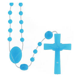 STOCK Cheap rosary, Miraculous Medal, light bleu nylon 4 mm