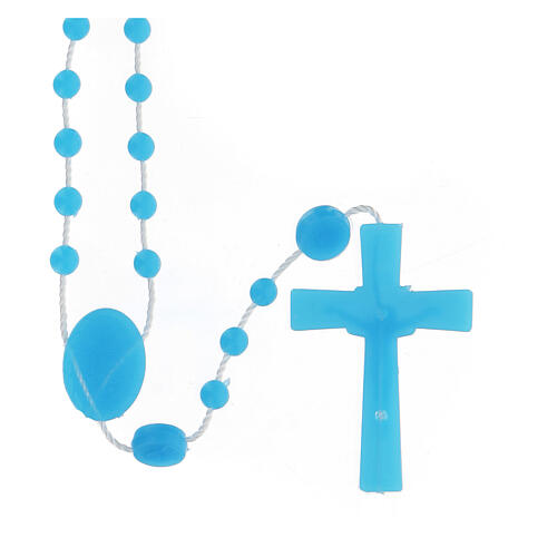 STOCK Terço nylon azul Nossa Senhora da Medalha Milagrosa contas 4 mm 2