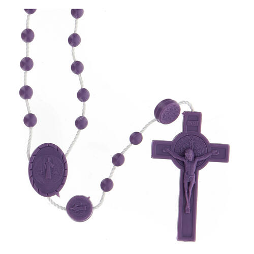 STOCK Saint Benedict's rosary with purple beads, nylon, 4 mm 1
