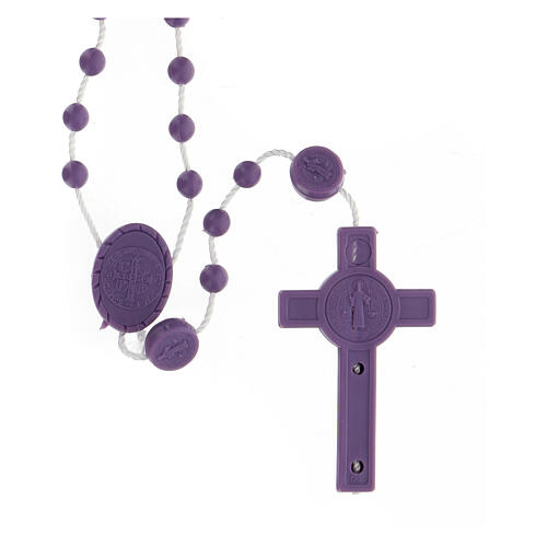STOCK Saint Benedict's rosary with purple beads, nylon, 4 mm 2
