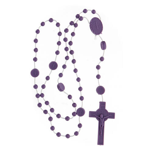 STOCK Saint Benedict's rosary with purple beads, nylon, 4 mm 4
