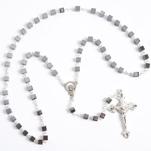 Square hematite rosary beads 1