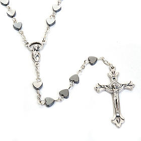 Terços com Pedras Duras: Terço hematita conta coração Terços com Pedras Duras: Terço hematita conta coração