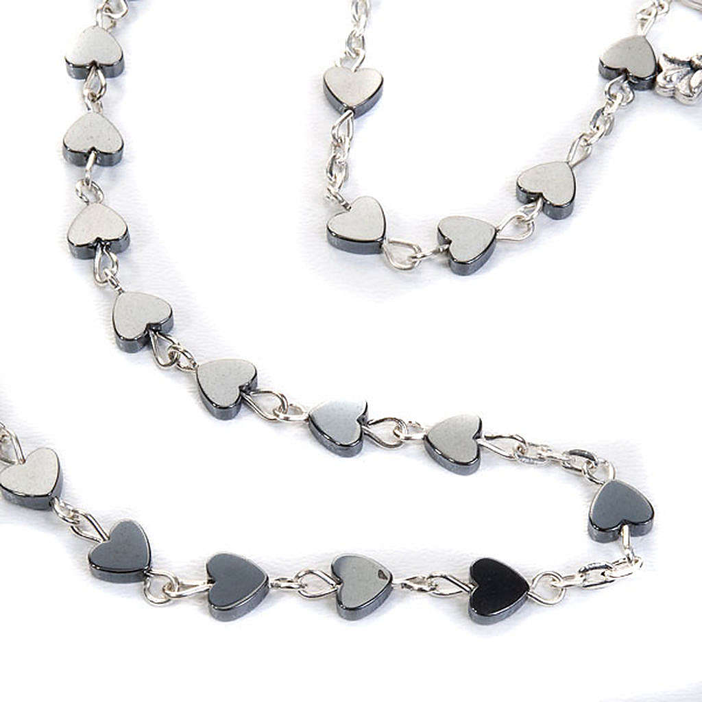 Hematite heart-shaped beads rosary | online sales on HOLYART.com