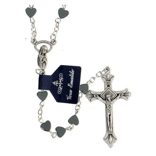 Hematite heart-shaped beads rosary 1