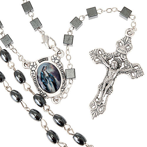 Miraculous Virgin hematite rosary 1