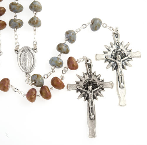 Stone-like rosary beads, silver metal, 9mm 1