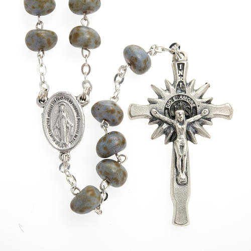 Stone-like rosary beads, silver metal, 9mm 2