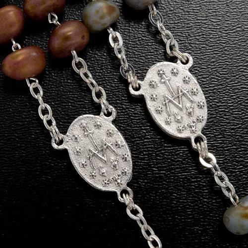 Stone-like rosary beads, silver metal, 9mm 5