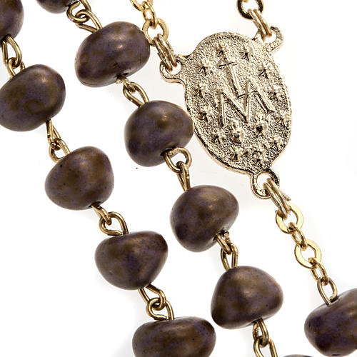 Stone-like rosary beads, golden metal, 9mm 2