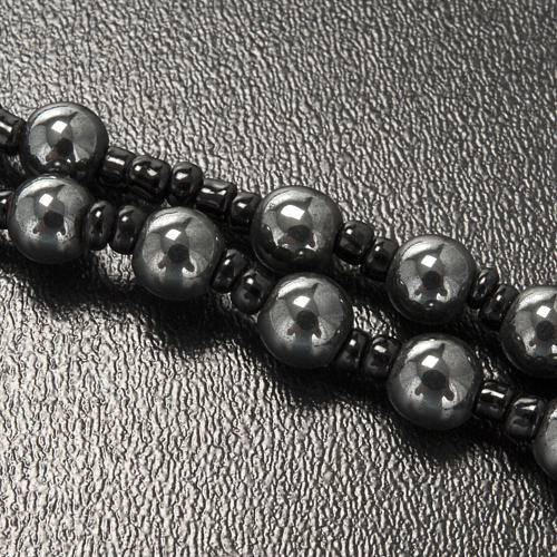 Hematite rosary beads with Our Lady of Lourdes centerpiece 4
