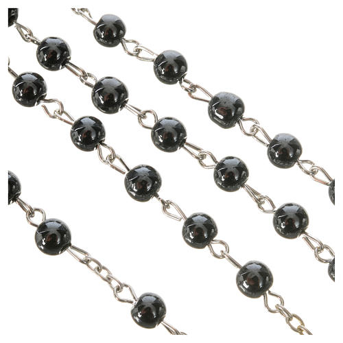 Rosary with Pope Francis in haematite 6mm 3