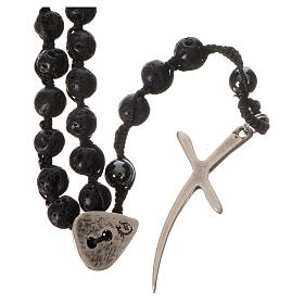 Rosary necklace in igneous stone and hematite 6mm