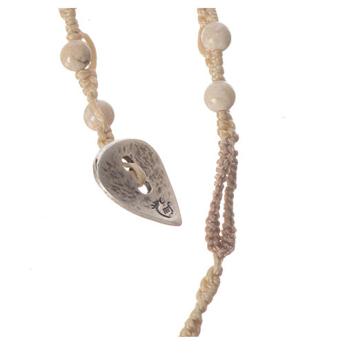 Rosenkranz Halskette aus Fossilstein und Tigerauge, 4 mm 3