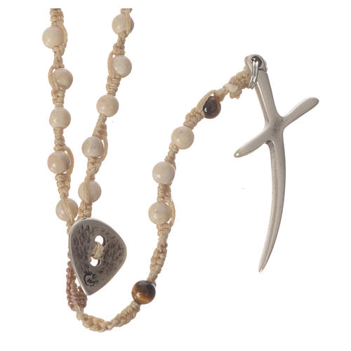 Rosary necklace in fossil stone 4mm 1