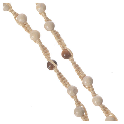 Rosary necklace in fossil stone 4mm 4