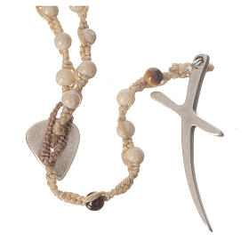 Rosary necklace in fossil stone 4mm