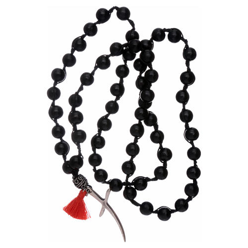 Rosary choker in wood and silver with 8 mm grains 3
