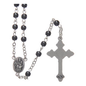Rosary in real hematite black with silver cross