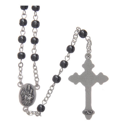 Rosary in real hematite black with silver cross 2