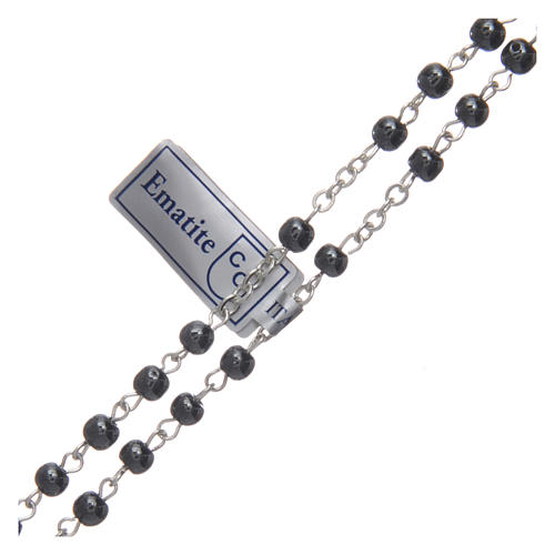 Rosary in real hematite black with silver cross 3