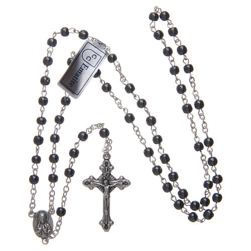 Rosary in real hematite black with silver cross 4