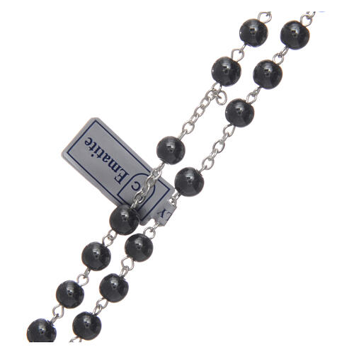 Rosenkranz aus Silbermetall mit Perlen aus echtem Hematit 3