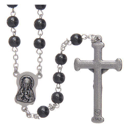 Silver rosary with real hematite grains 2