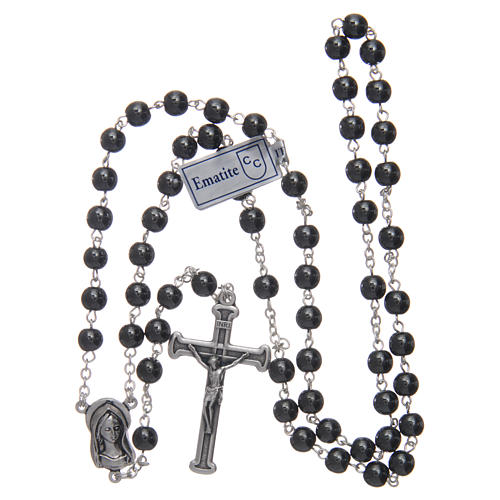 Silver rosary with real hematite grains 4