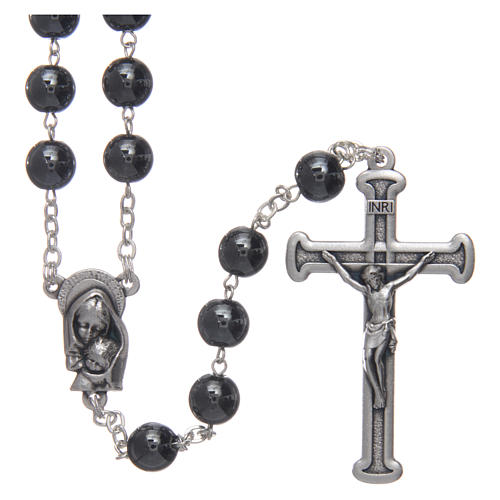 Rosary in hematite with silver cross 1