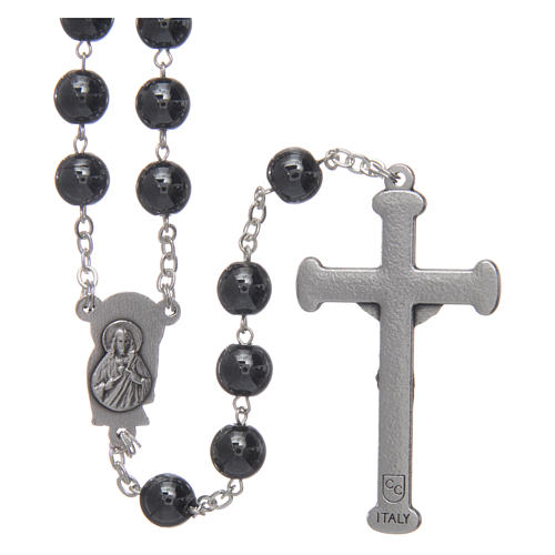 Rosary in hematite with silver cross 2