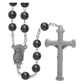 Rosary in hematite with silver cross