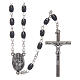 Rosary in hematite stone with silver cross and oval grains s1
