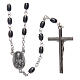 Rosary in hematite stone with silver cross and oval grains s2