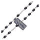 Rosary in hematite stone with silver cross and oval grains s3