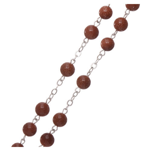 Rosary real goldstone round beads 3 mm 3