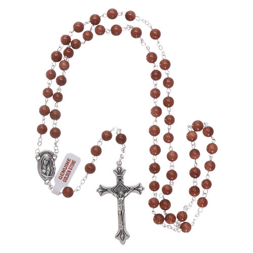 Rosary real goldstone round beads 3 mm 4