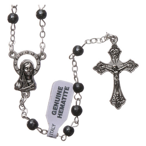Rosary in hematite with 2x2 mm round grains 1