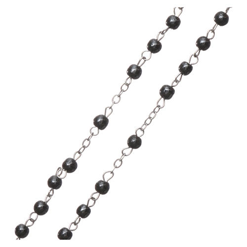 Rosary in hematite with 2x2 mm round grains 3