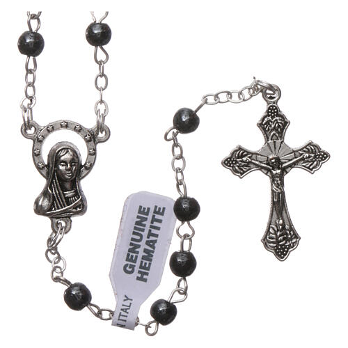 Rosary real hematite with round beads 2 mm 1