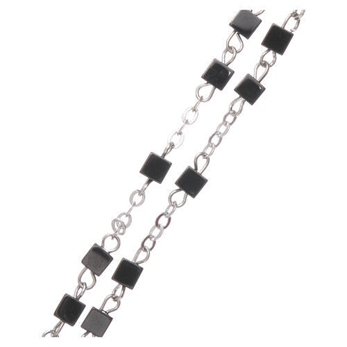 Rosenkranz mit eckigen schwarzen Perlen aus Hematit, 2 mm 3