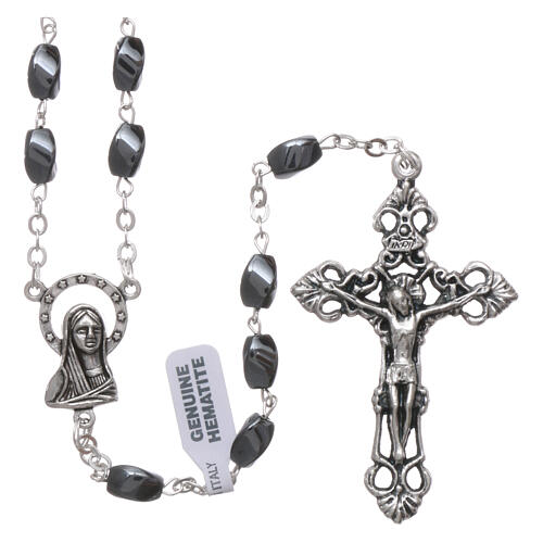 Rosary real hematite with spiral beads 6x3 mm 1
