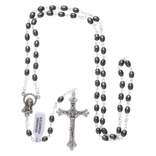 Rosary in hematite with 3x2 mm oval grains 4