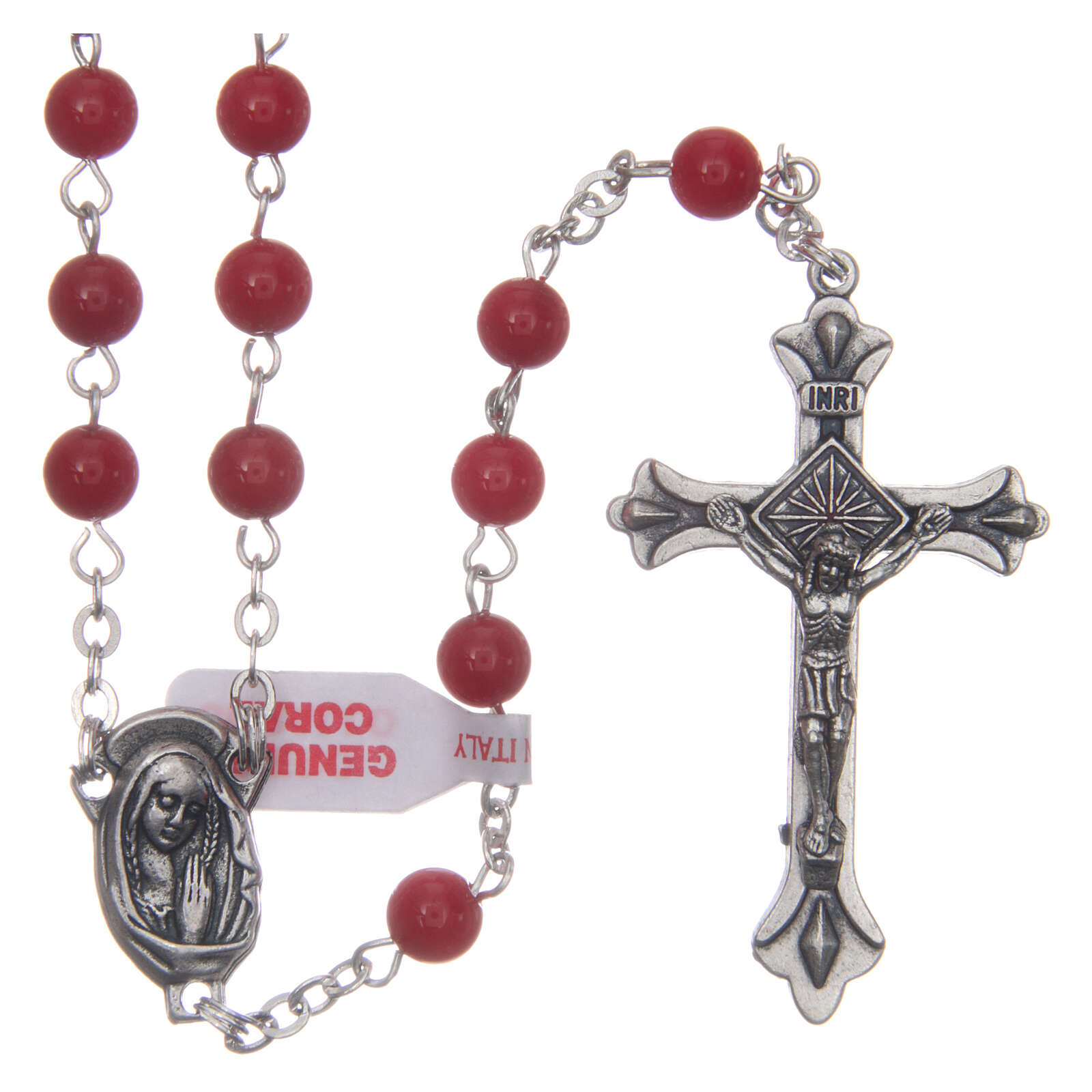 Rosary real coral round beads 3 mm | online sales on HOLYART.com