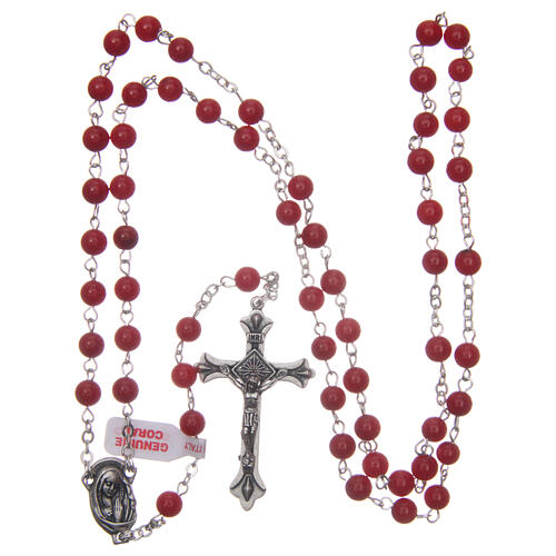 Rosary real coral round beads 3 mm 4