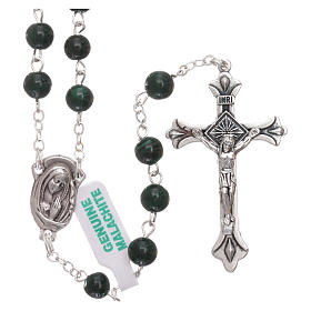 Rosary with grains in genuine malachite 6 mm