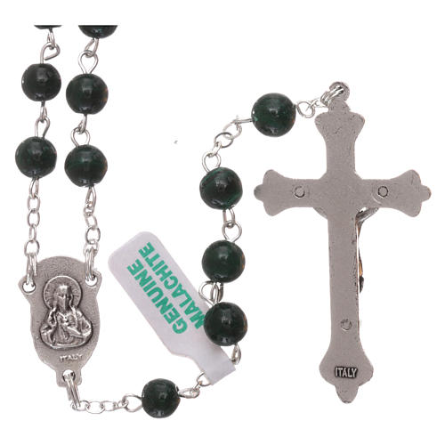 Rosary with grains in genuine malachite 6 mm 2