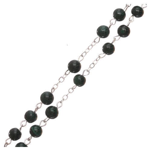 Rosary with grains in genuine malachite 6 mm 3