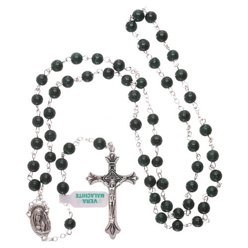 Rosary with grains in genuine malachite 6 mm 4